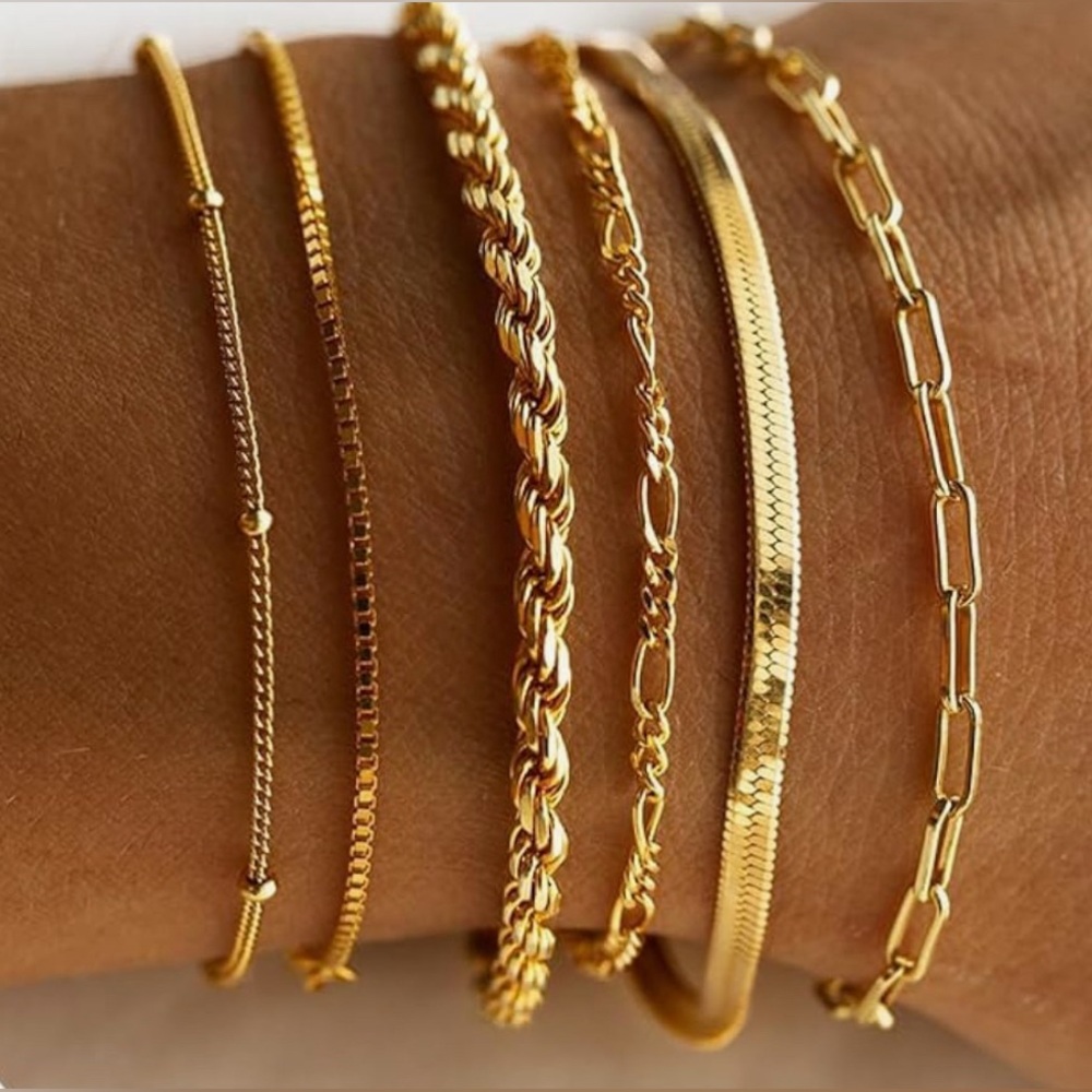 14k Gold Plated Bracelet Stack